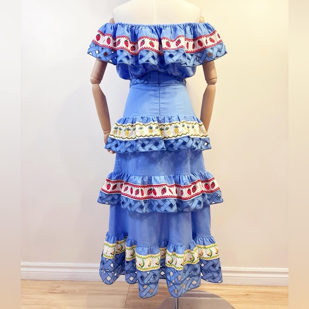 Vibrant Blue Off-Shoulder Skirt Set - Picture 6 of 10